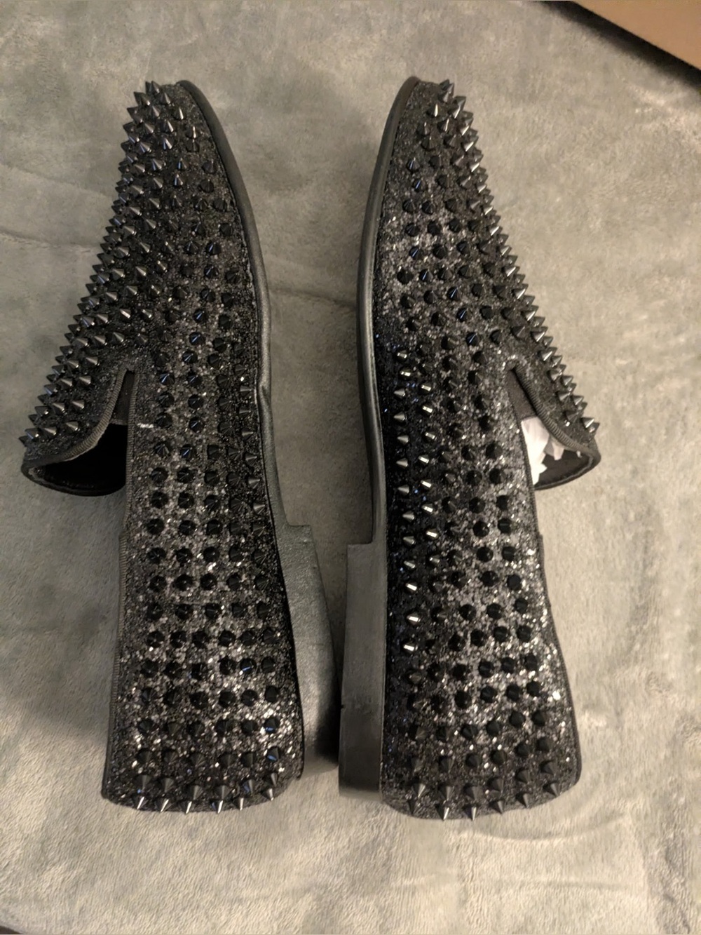 NEW Studio Infinite Black Spike Studded Glitter Loafers Men’s Size 15 Punk Goth